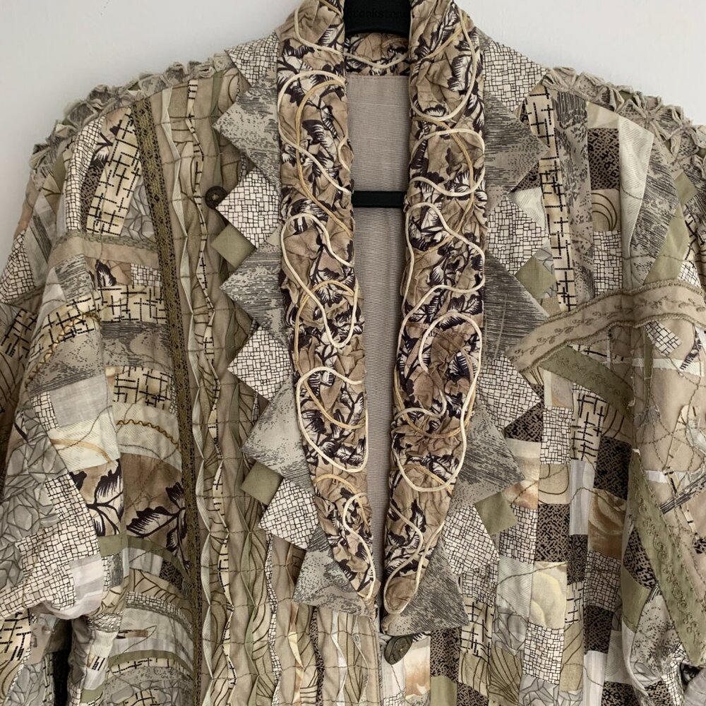 Handcrafted Embellished Quilted Jacket Size XL - Picture 2 of 14